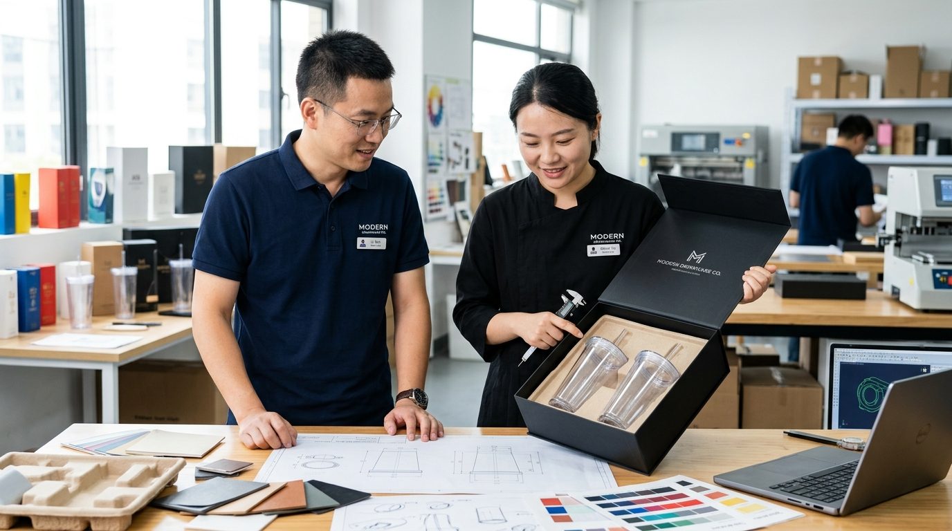 Retail packaging development for a branded drinkware set