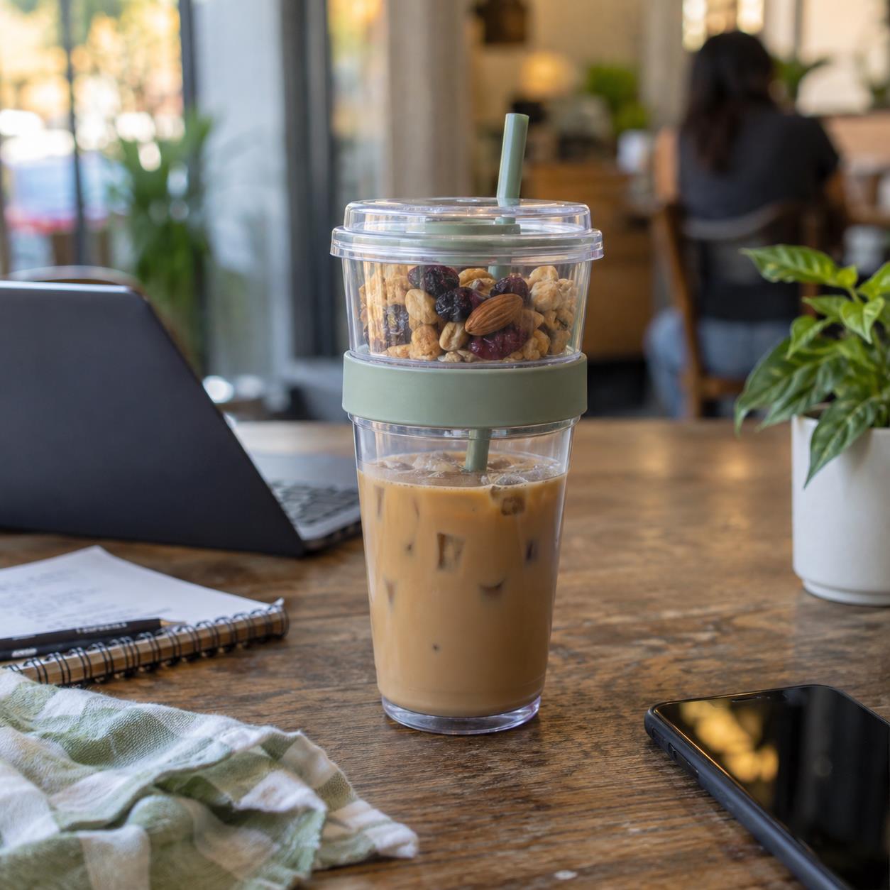 Illustrative concept of Stacked Drink and Snack Cup