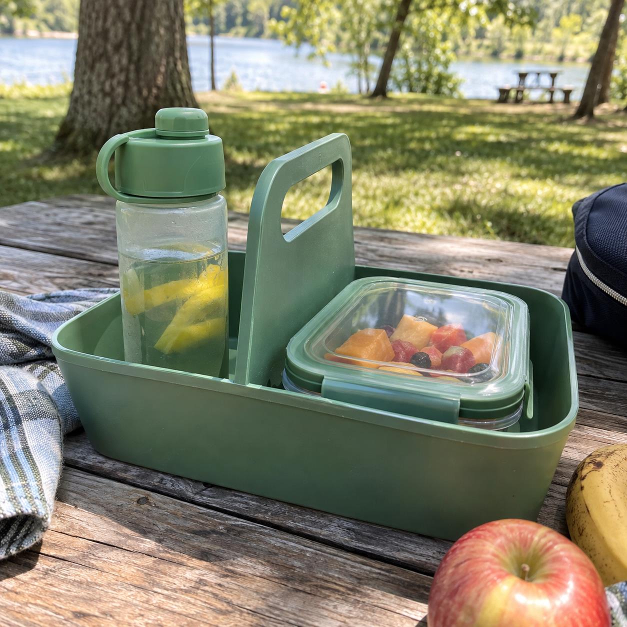 Illustrative concept of Picnic Drink and Snack Set