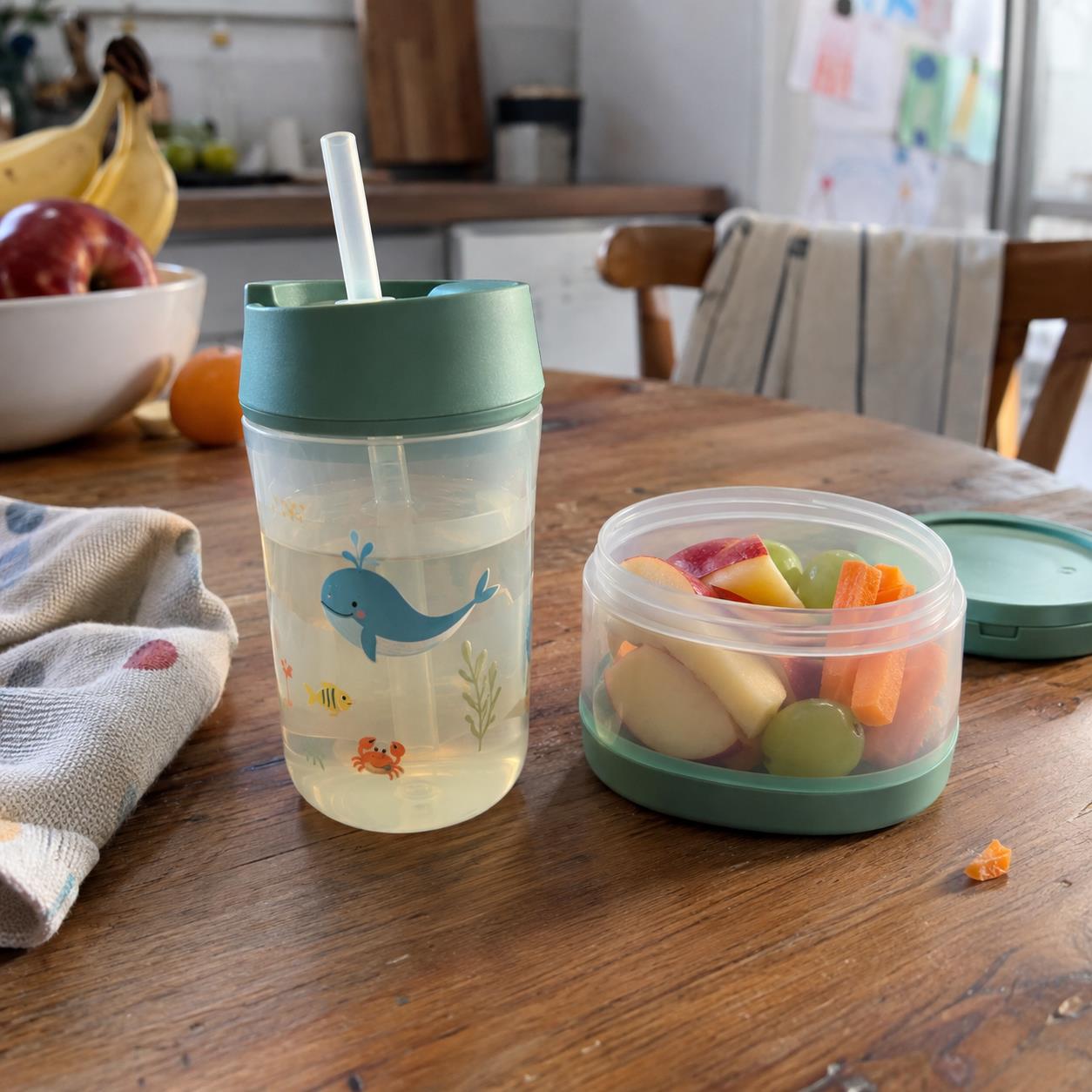 Illustrative concept of Kids’ Snack and Drink Set